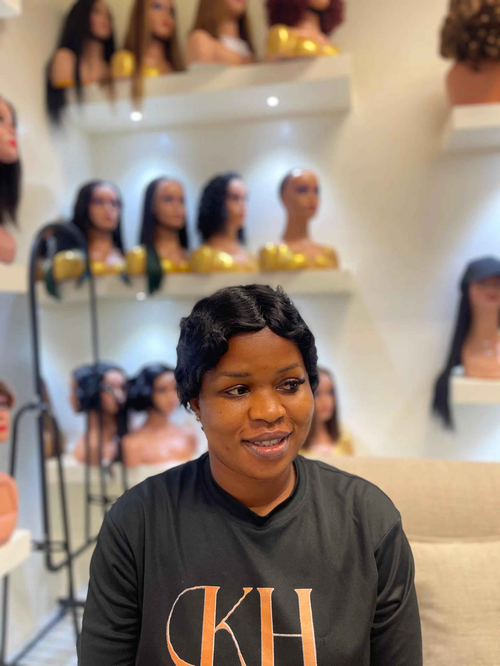 Finger Wave Wig Black