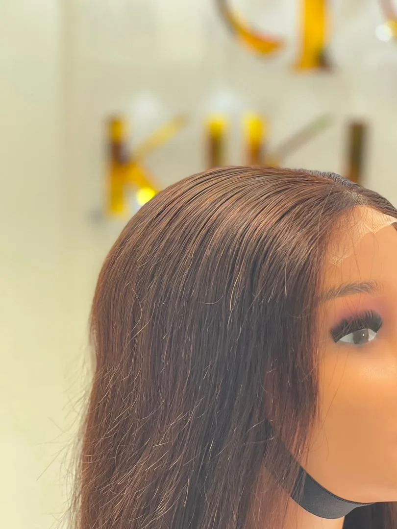 Bone Straight Closure Wig Honey Brown - Image 2